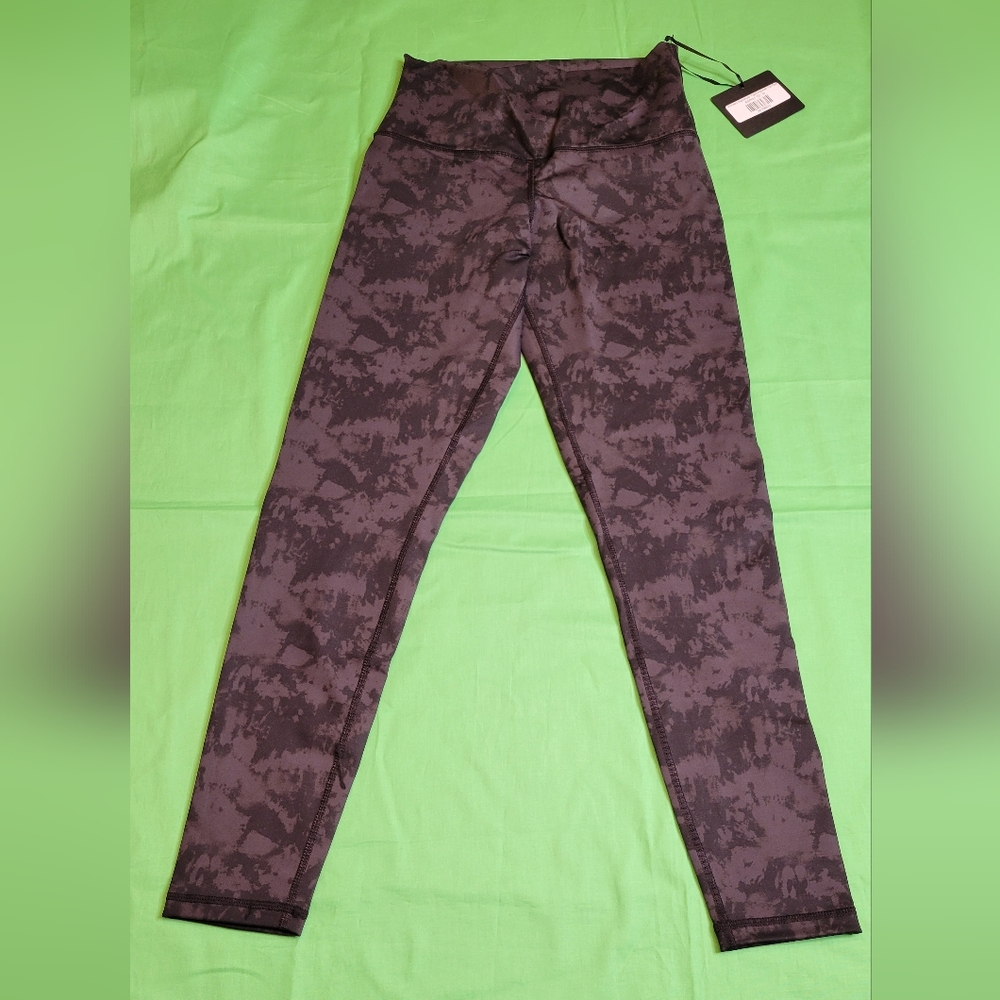 2 Pair Stretch Leggings Yoga Pants - Asphalt Tie Die - Size Medium